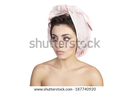 woman with a towel in her head