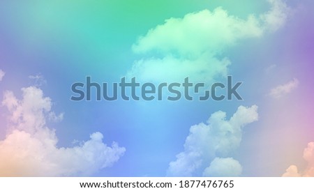 beauty soft green sweet pastel with fluffy clouds on sky. multi color rainbow image. abstract fantasy growing light