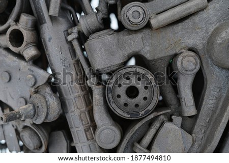 Art object gray metal auto parts