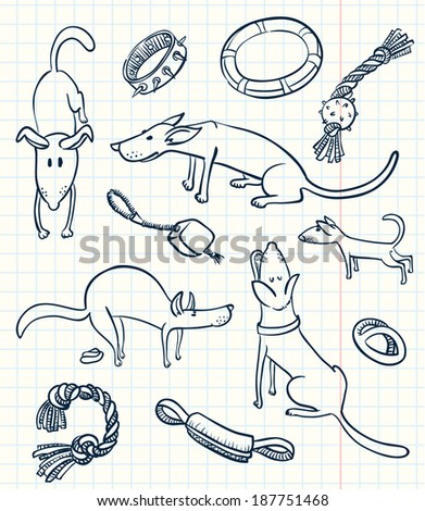 Cute doodle dogs set
