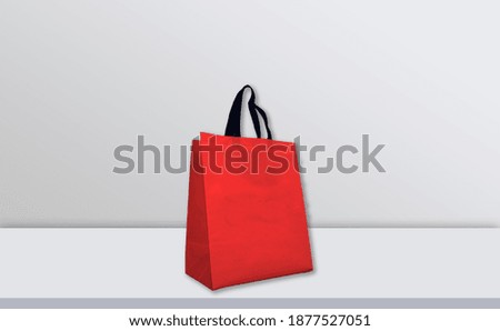 ECO Shopping bag on desk. non-woven fabric bag. this image can use for social media post and other advertisement networks 