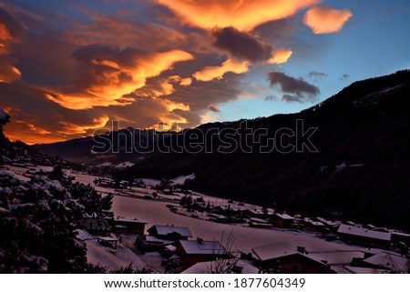 a beautiful sunset in the winterwonderland Austria 