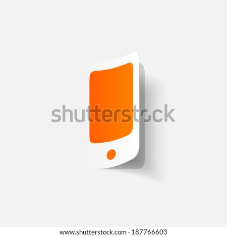 Paper clipped sticker: iPhone. Isolated illustration icon
