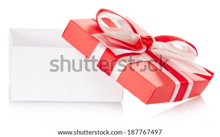 Gift box with an open cover isolated on white