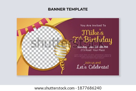 Birthday invitation banner template. Suitable for birthday celebration and anniversary event