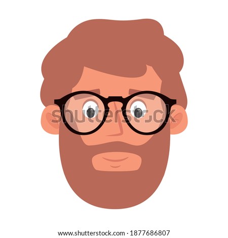 Isolated man with beard and glasses hygge style icon - Vector
