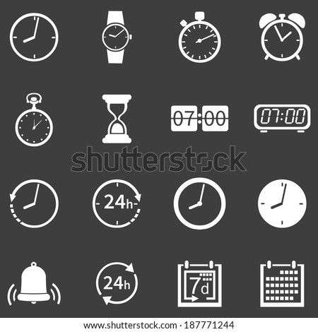 Vector Set of 16 White Time Icons