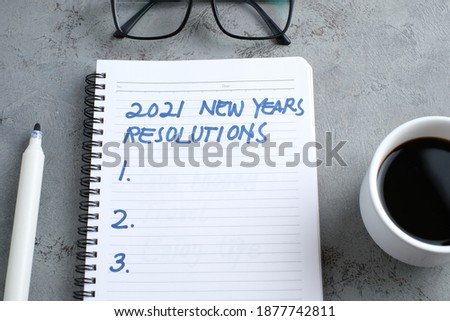 2021 resolutions, goals plans in life, business, close up of man writing and preparing for new year 2021