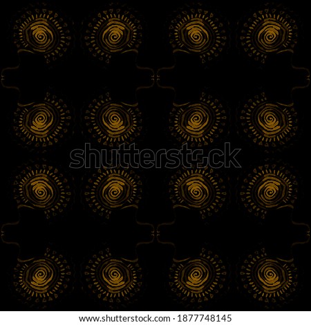 Tribal Seamless Gold Geometric Pattern. Striped Hand Painted Gold Seamless Pattern With Ethnic And Tribal Motifs. Watercolor Ethnic Background. Flowers Texture. Gold Background. Ethnic Pattern.
