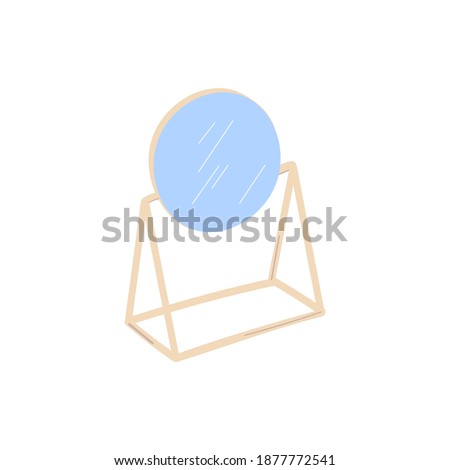 A table round mirror isolated on a white background.Flat vector illustration