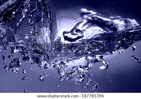 blue water background with wave and  air bubbles 