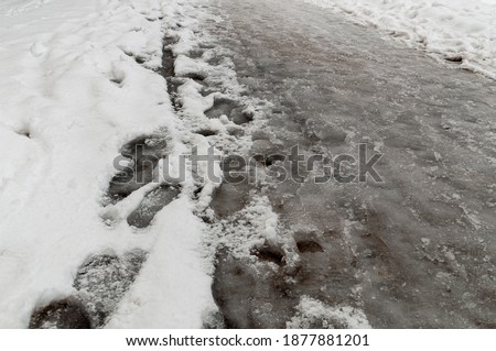 footprints in the snow. Abstract background