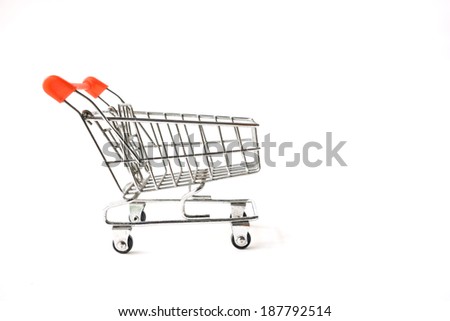 Old shopping cart on white background