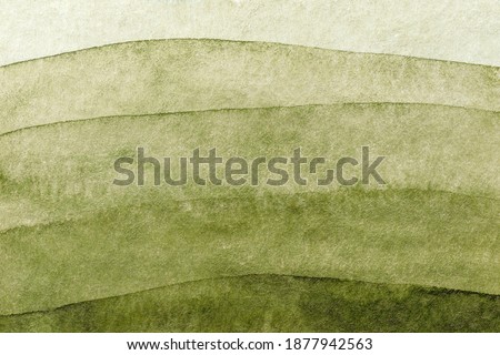 Abstract art background green and olive colors. Watercolor painting on canvas with soft khaki gradient. Fragment of artwork on paper with wavy pattern. Texture backdrop. Royalty-Free Stock Photo #1877942563