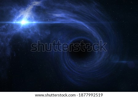 Black Hole Devours Star. Black hole, nebula and galaxy in deep outer space. Science fiction wallpaper. Elements of this image furnished by NASA.