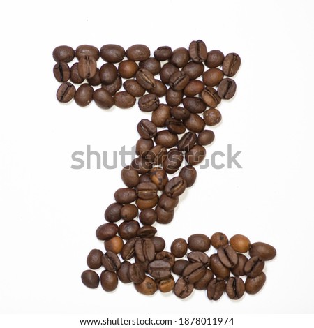 Symbol Z, the letter of an aphovite made of coffee. Coffee background, letter Z