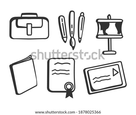 school supplies icon. simple hand sketches, for web design, mobile apps, cards or print media, etc.