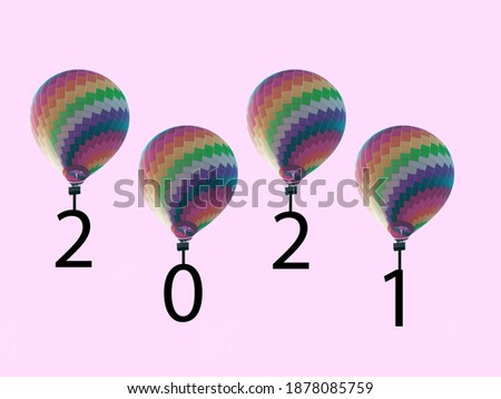 Happy New year 2021on Colorful Balloon Pink pastel background - Celebration Invitation card concept - Text Copy space