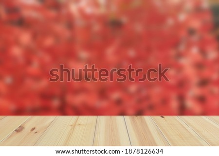 Top Wood Table With Blur Background
