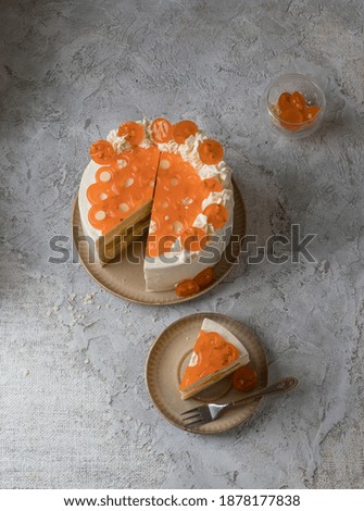 christmas cake with orange jelly and champagne