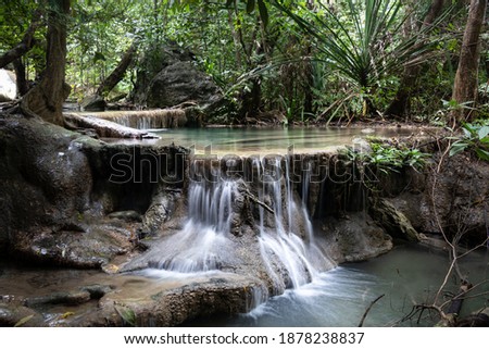 Waterfall in the jungle of northern Thailand  - Erawan Waterfalls National Park - Thailand