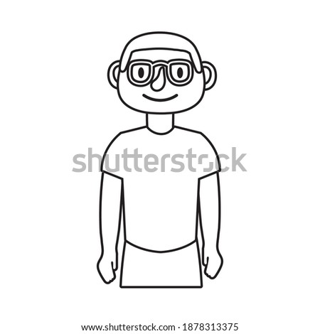 young man with eyeglasses avatar character line style icon vector illustration design