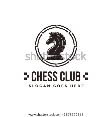 Vintage classic badge emblem chess club, chess tournament, horse logo vector icon on white background 
