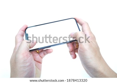 Holding a New Smart Phone on White Background