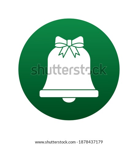 happy merry christmas bell block style icon vector illustration design