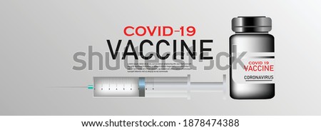 Illustration of Coronavirus Covid- 19 Vaccine Bottle with text background