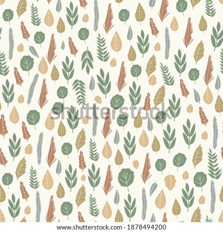 leaves ornament vector seamless hand drawn pattern