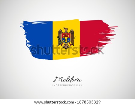 Classic brush flag illustration for Happy independence day of Moldova background