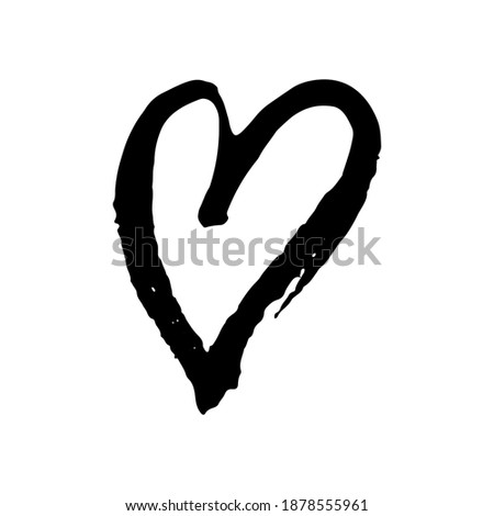 Grunge heart. Valentine day print. Vector illustration.