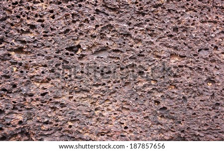 Dark brown surface of laterite stone