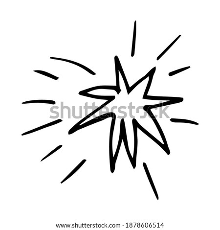 Star explosion, doodle style. Hand drawn vector isolated element on white.