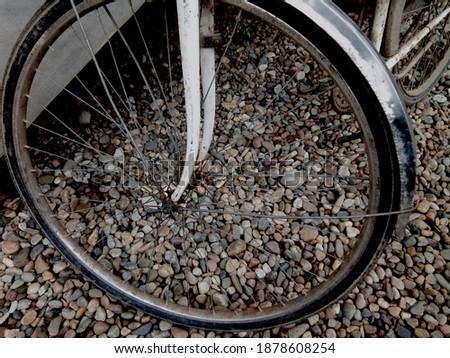 wheel of a old bicycle in Romania