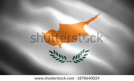 Close up waving flag of Cyprus. Flag symbols of Cyprus.
