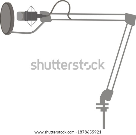 Microphone on a tripod for recording voice with a screen.