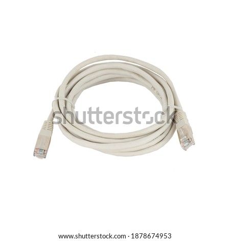 white connection cord isolated on white background, stock photography
