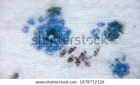 Blue floral print on white cotton