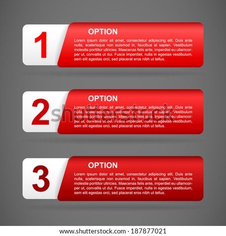 vector red paper option labels with number of option on ribbon Royalty-Free Stock Photo #187877021