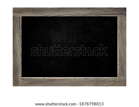 Blackboard with Bright wood frame isolated on white background. Object with clipping path. Blackboard with wooden frame. Ideal for advertisement background concept. 