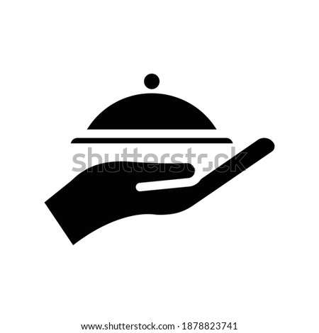 Restaurant glyph icon. Cloche icon, food, kitchen with hand icon. simple design editable. Design template vector