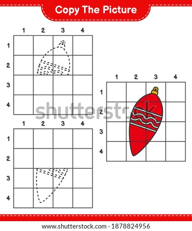Copy the picture, copy the picture of Christmas Lights using grid lines. Educational children game, printable worksheet, vector illustration
