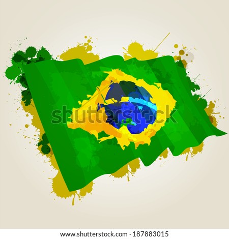 grunge brazil flag splattered illustration and painting