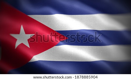 Close up waving flag of Cuba. Flag symbols of Cuba.