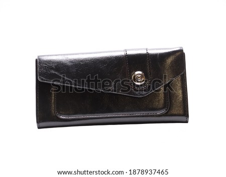 women's magnetic button wallet on white background