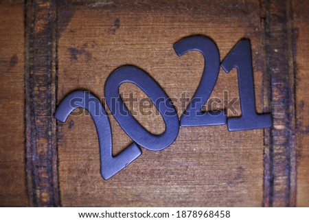 calendar on 2021 on Wooden background.New year concept.
