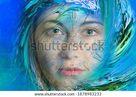Art portrait woman and time
 Royalty-Free Stock Photo #1878983233