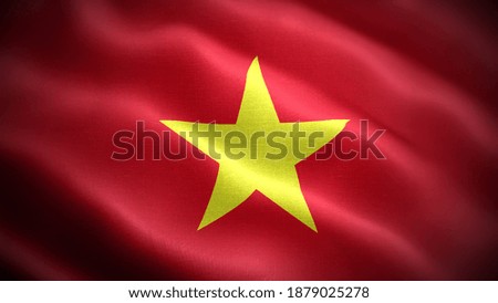 Close up waving flag of Vietnam. Flag symbols of Vietnam.